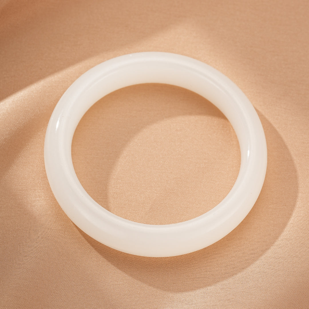 Bracelet Jonc Jade Blanc – Pureté Céleste