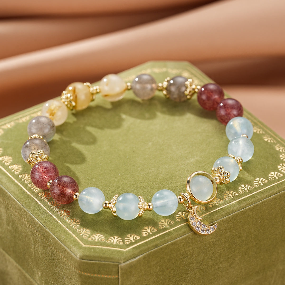 Bracelet Labradorite et Aigue-Marine – Harmonie Lunaire