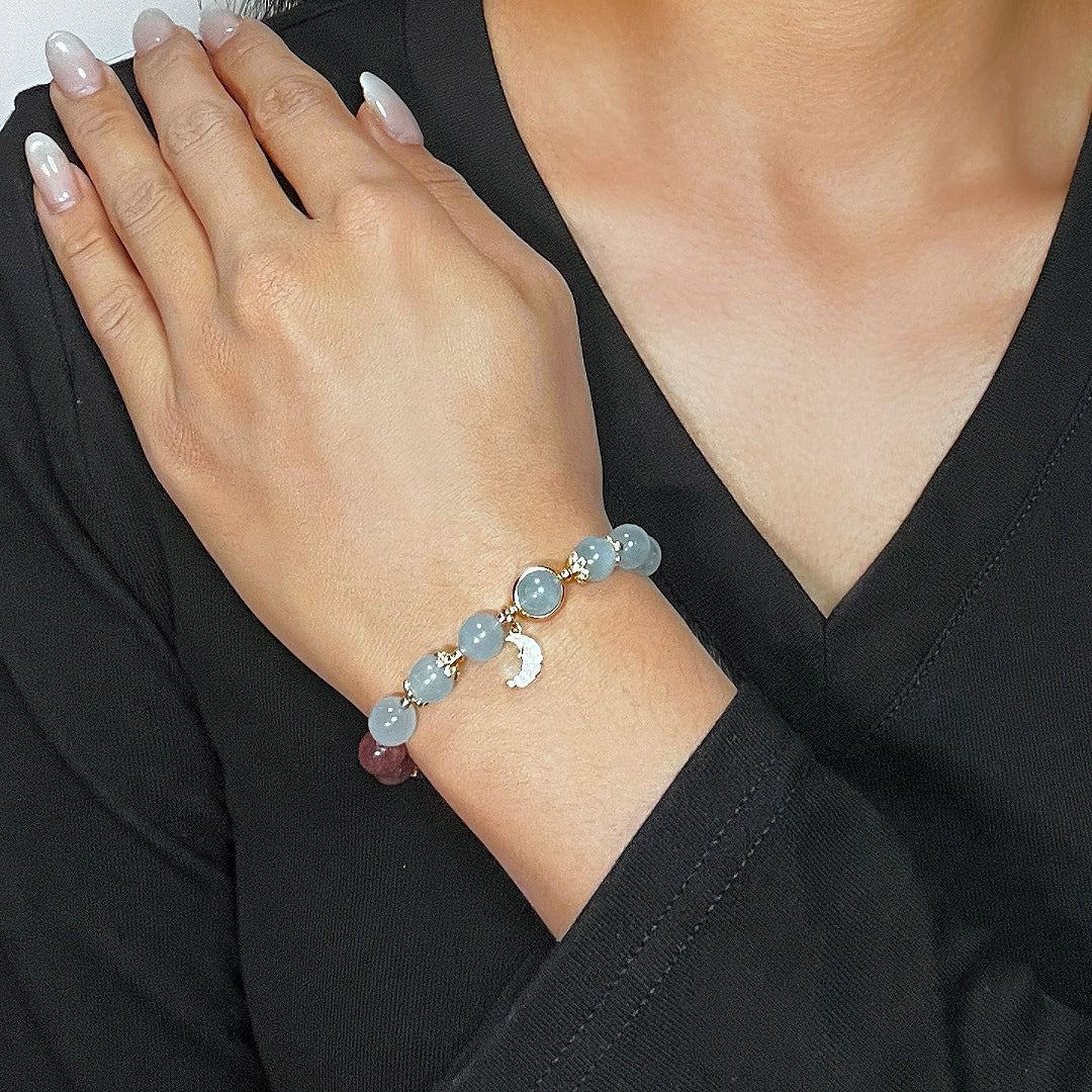 Bracelet Labradorite et Aigue-Marine – Harmonie Lunaire