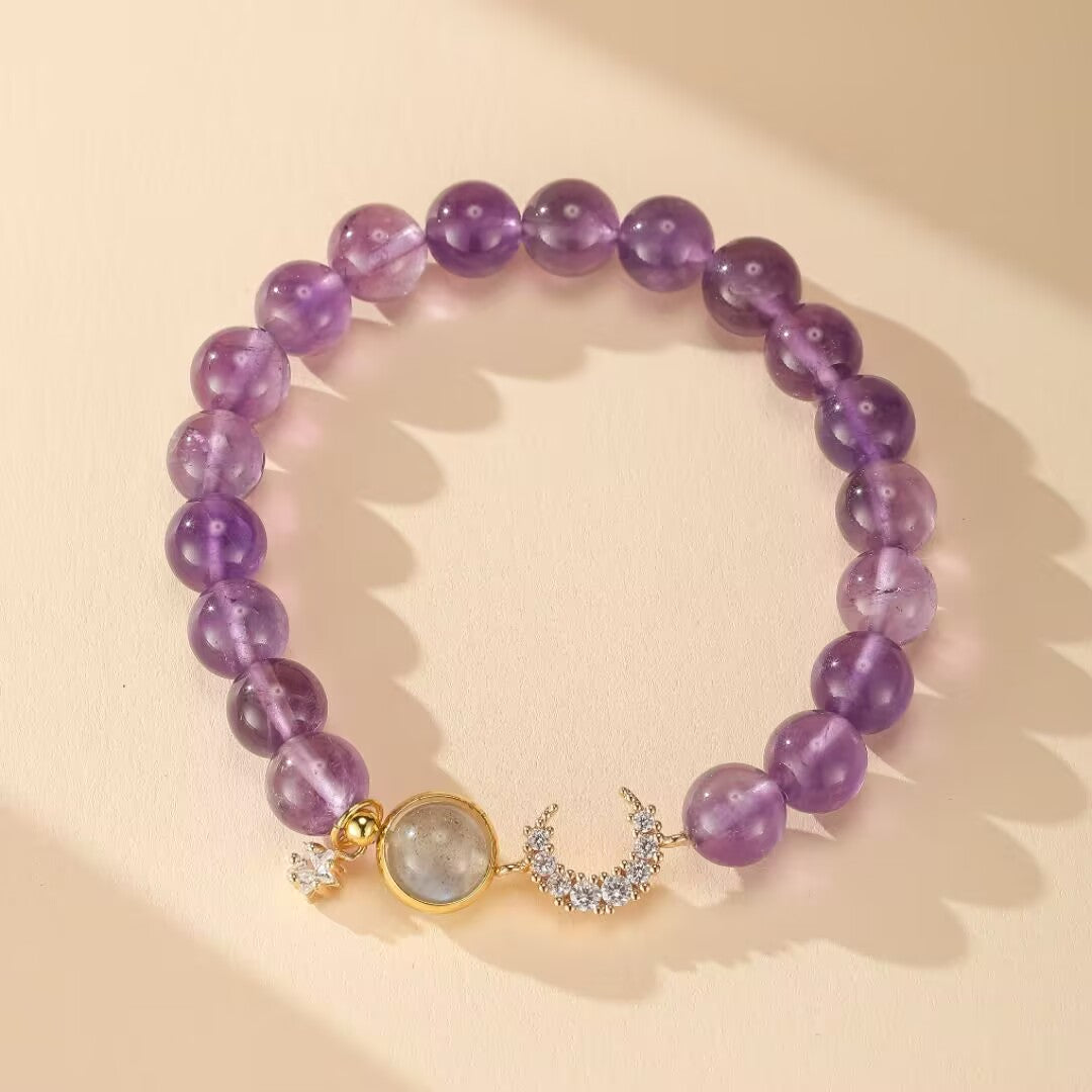 Bracelet Labradorite et Améthyste – Clair de Lune