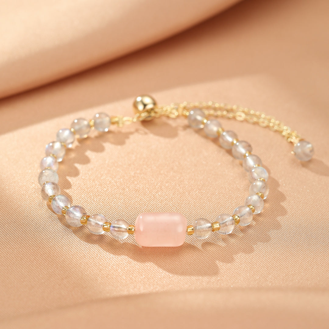 Bracelet Labradorite et Quartz Rose – Reflet Intérieur