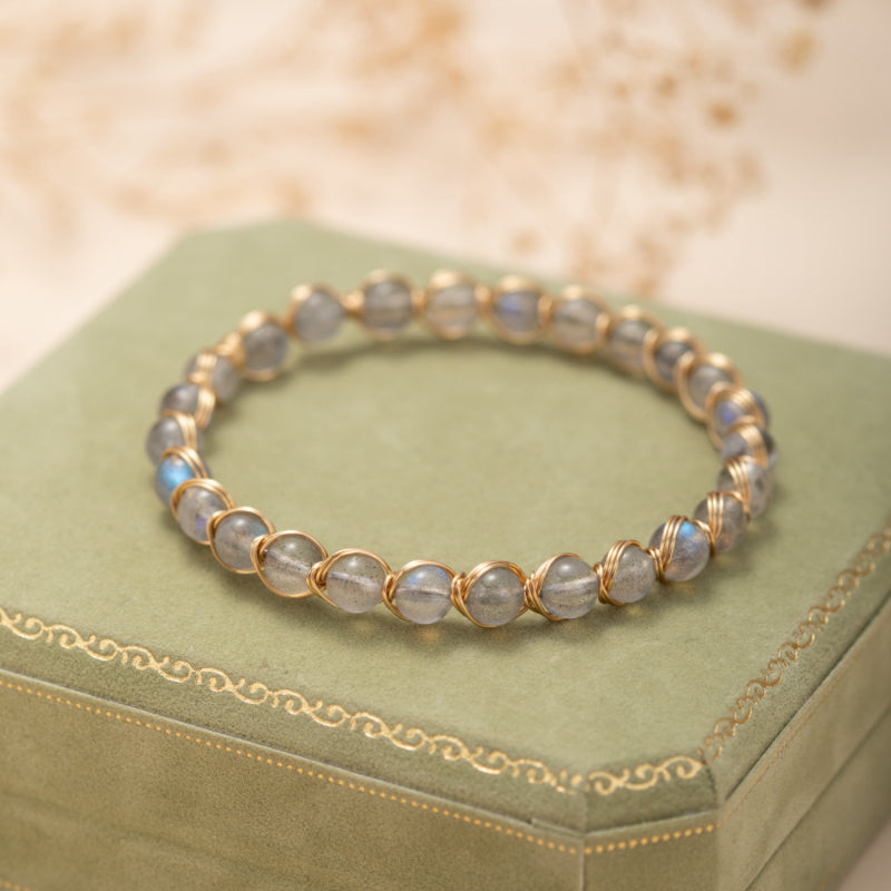 Bracelet Labradorite – Lumière Intérieure, Argent Plaqué Or