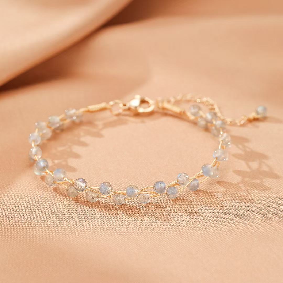 Bracelet Labradorite - Luna, Argent Plaqué Or