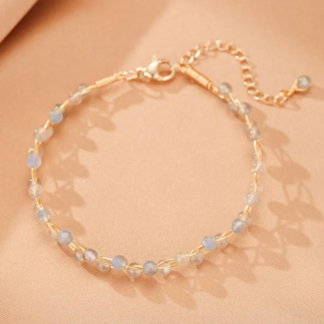 Bracelet Labradorite - Luna, Argent Plaqué Or