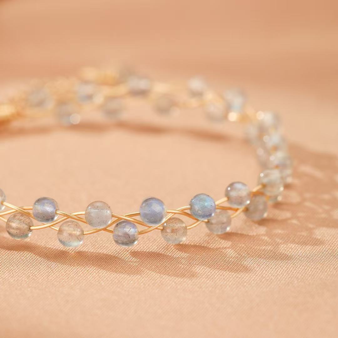 Bracelet Labradorite - Luna, Argent Plaqué Or