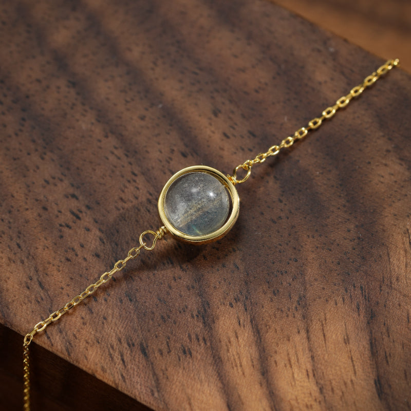 Bracelet Labradorite – Mystère, Argent Plaqué Or