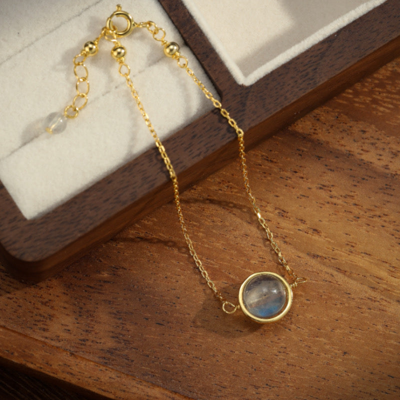 Bracelet Labradorite – Mystère, Argent Plaqué Or