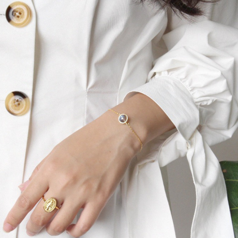 Bracelet Labradorite – Mystère, Argent Plaqué Or