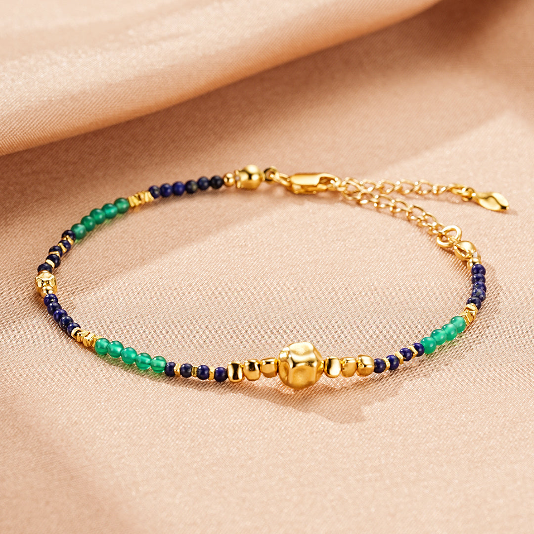 Bijoux Bracelet Lapis-Lazuli – Main Protectrice, Argent Plaqué Or