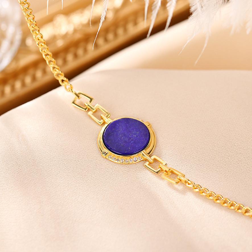 Bracelet Lapis Lazuli – Mandala, Argent Plaqué Or