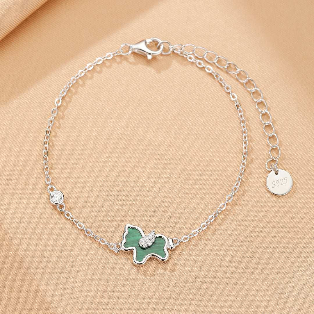 Bracelet Malachite Cheval – Élégance Libre, Argent