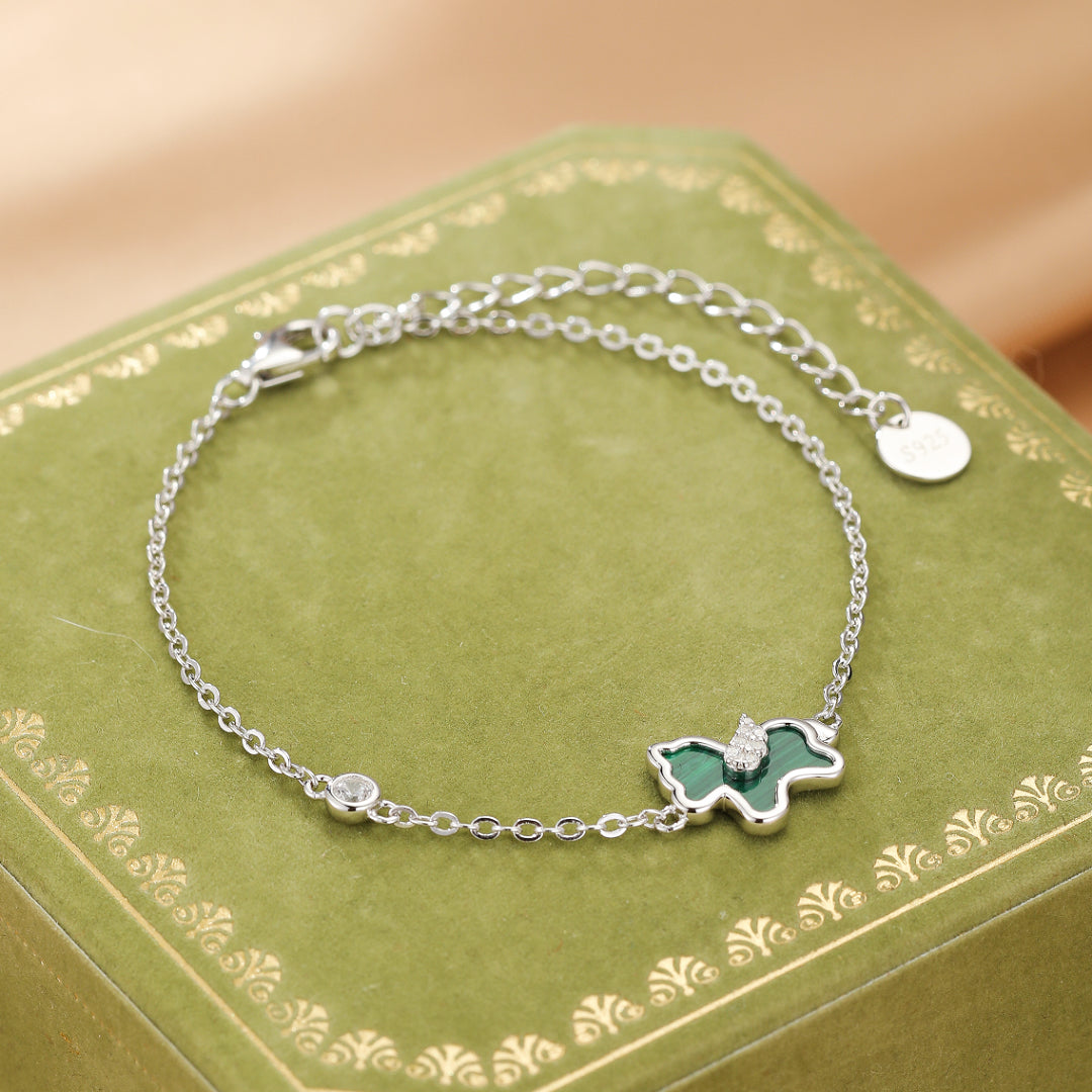 Bracelet Malachite Cheval – Élégance Libre, Argent