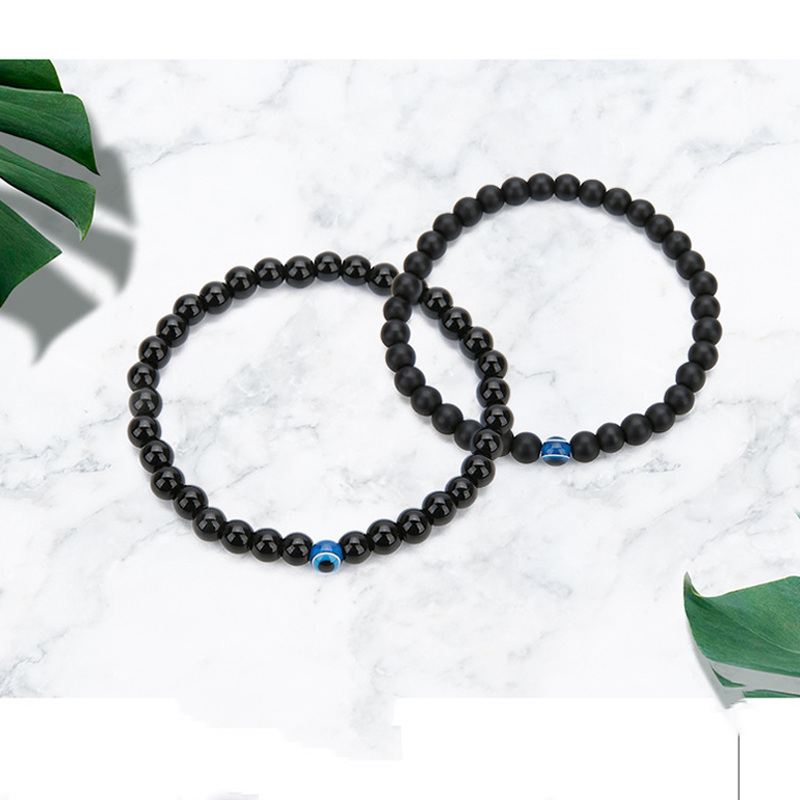 Bracelet Evil Eye ‘Calm’ in Black Agate Moment ici