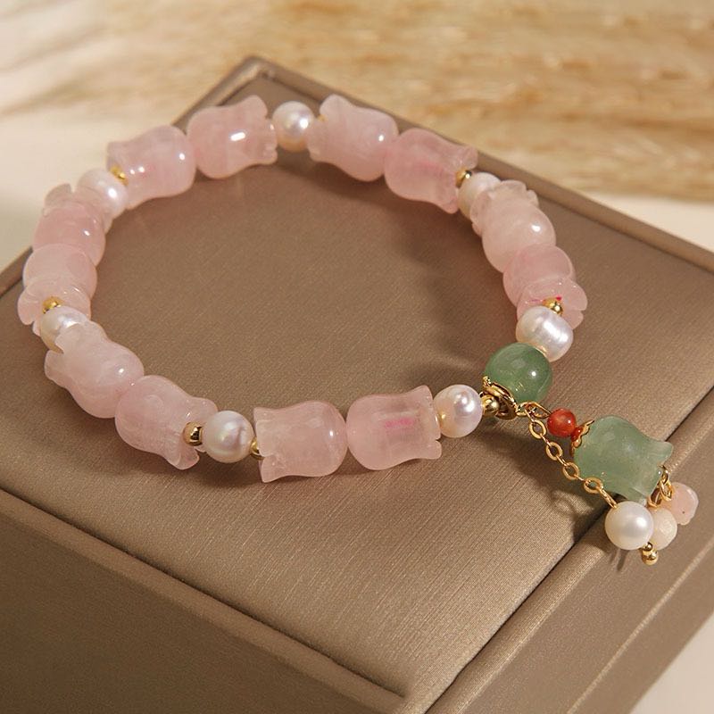 Bracelet Muguet en Quartz Rose – Perle Divine