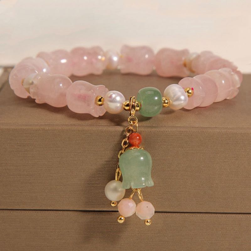 Bracelet Muguet en Quartz Rose – Perle Divine