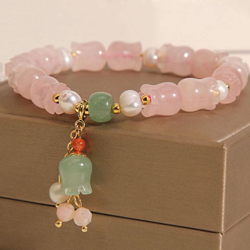 Bracelet Muguet en Quartz Rose – Perle Divine