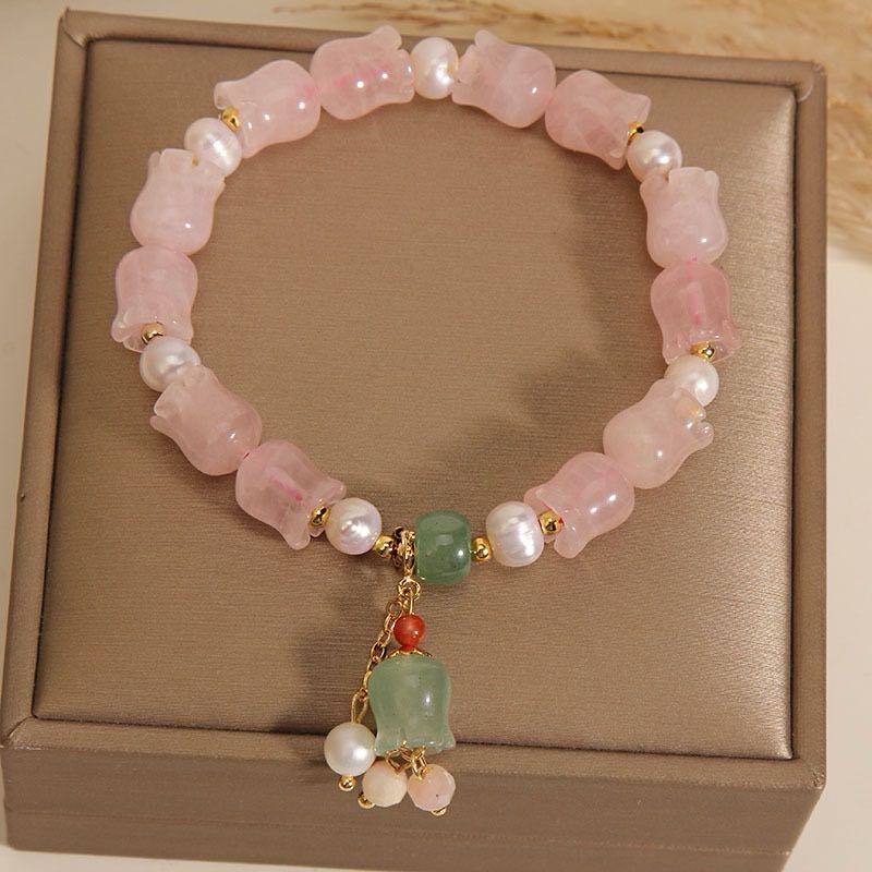 Bracelet Muguet en Quartz Rose – Perle Divine