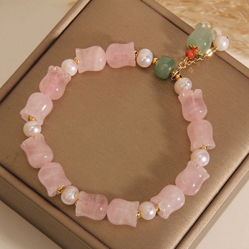 Bracelet Muguet en Quartz Rose – Perle Divine