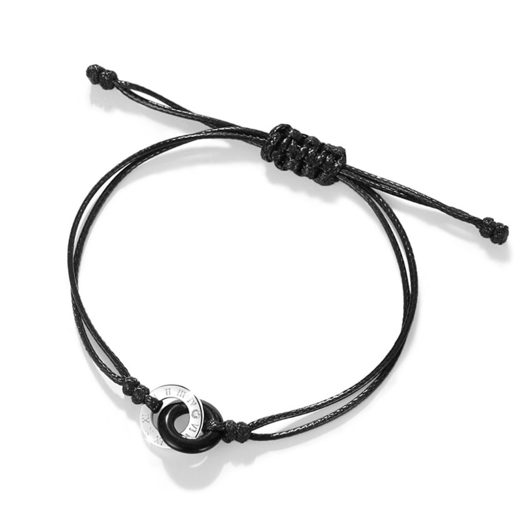 Bracelet Obsidienne et Calcédoine Couple – Temps Liés, Argent