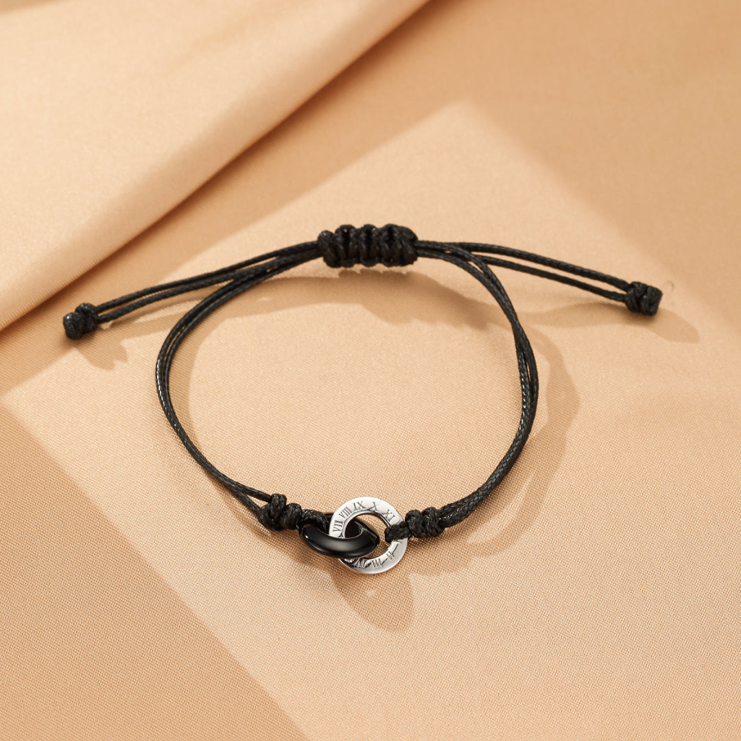 Bracelet Obsidienne et Calcédoine Couple – Temps Liés, Argent