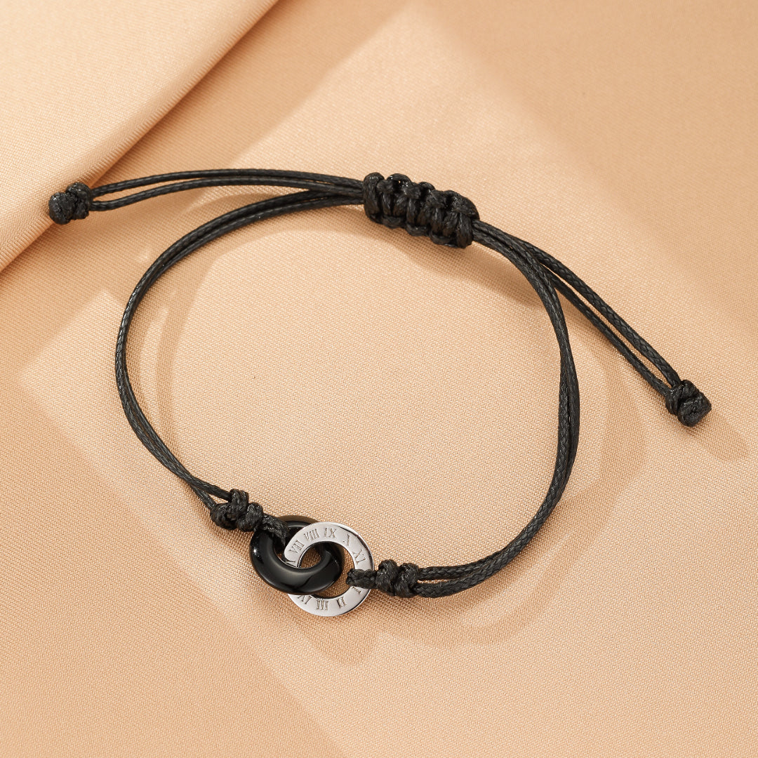 Bracelet Obsidienne et Calcédoine Couple – Temps Liés, Argent