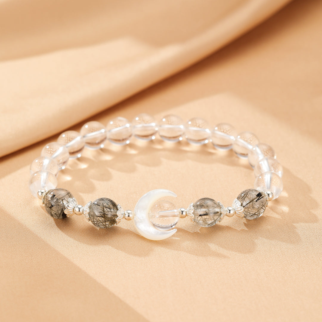 Bracelet Obsidienne et Cristal de Roche Couple – Nuit et Lumière