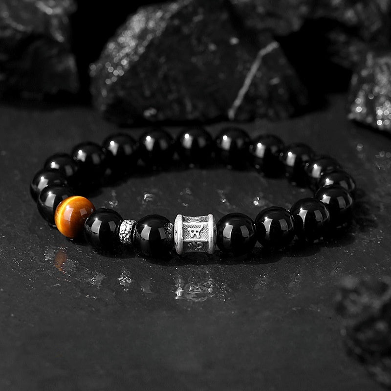 Obsidian and Tiger's Eye Bracelet – Mystical Harmony, Silver