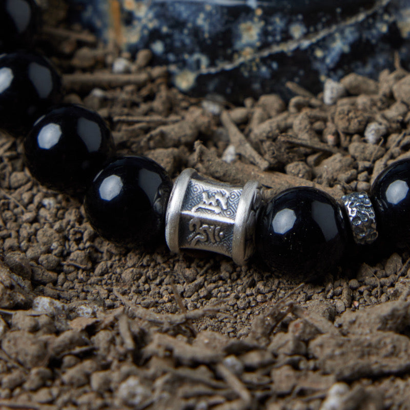 Bracelet Obsidienne et Oeil de Tigre – Mystique Harmonie, Argent