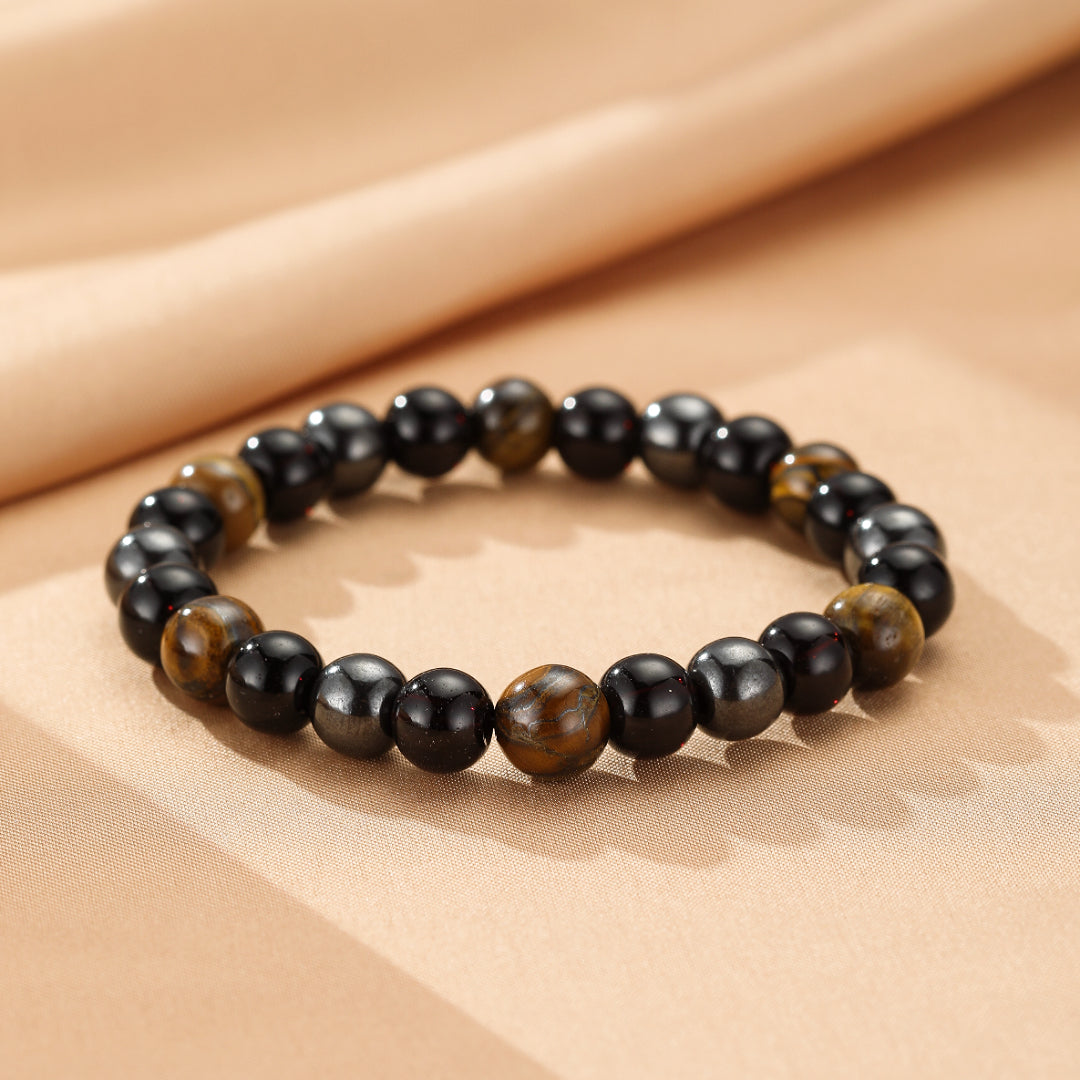 Bracelet Œil de Tigre et Hématite – Force Intérieure