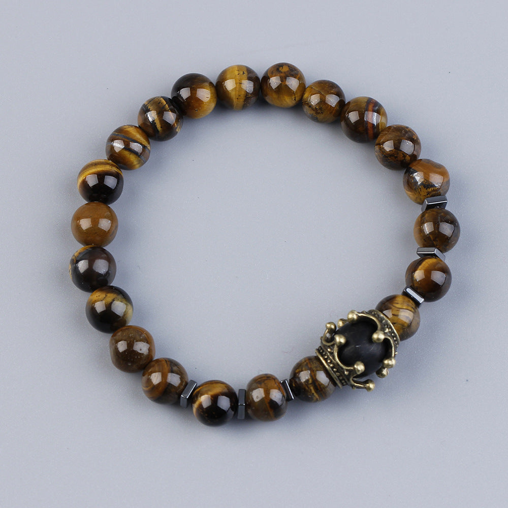 Bracelet Œil de Tigre et Obsidienne – Force Mystique