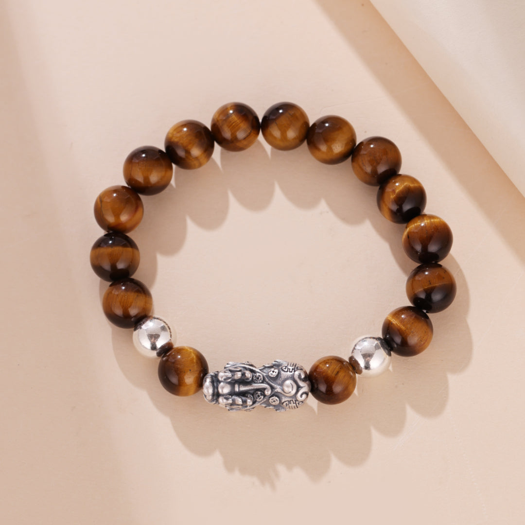 Bracelet Œil de Tigre – Puissance Mystique, Argent