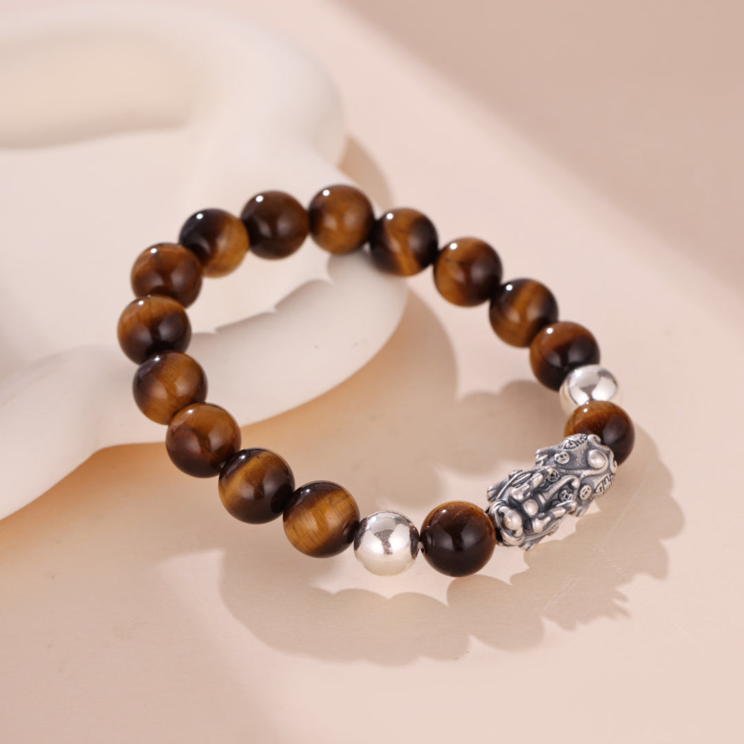 Bracelet Œil de Tigre – Puissance Mystique, Argent