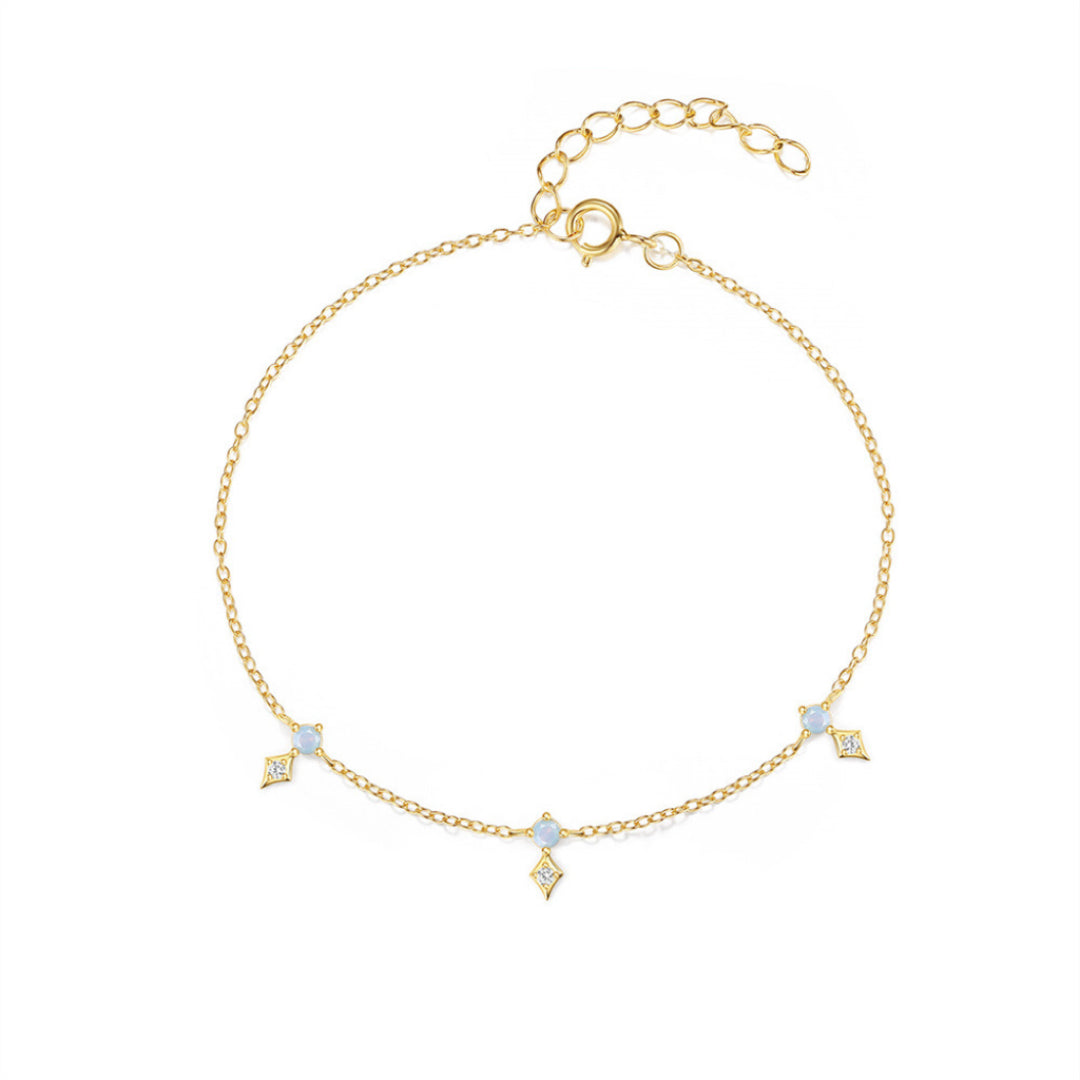Opal Bracelet – Starry Charm, Gold Plated Silver