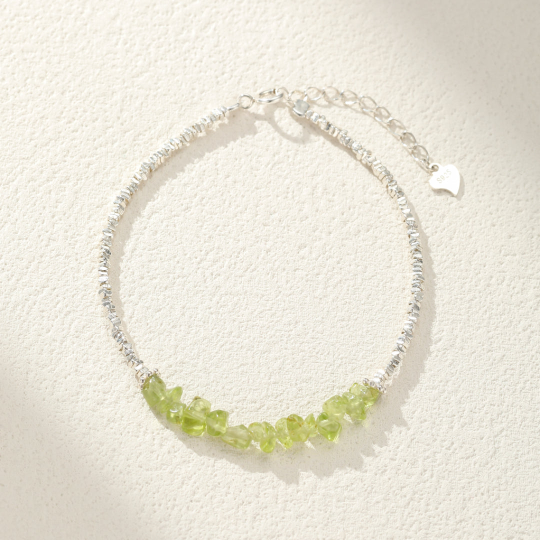Bracelet Péridot – Onde Végétale, Argent