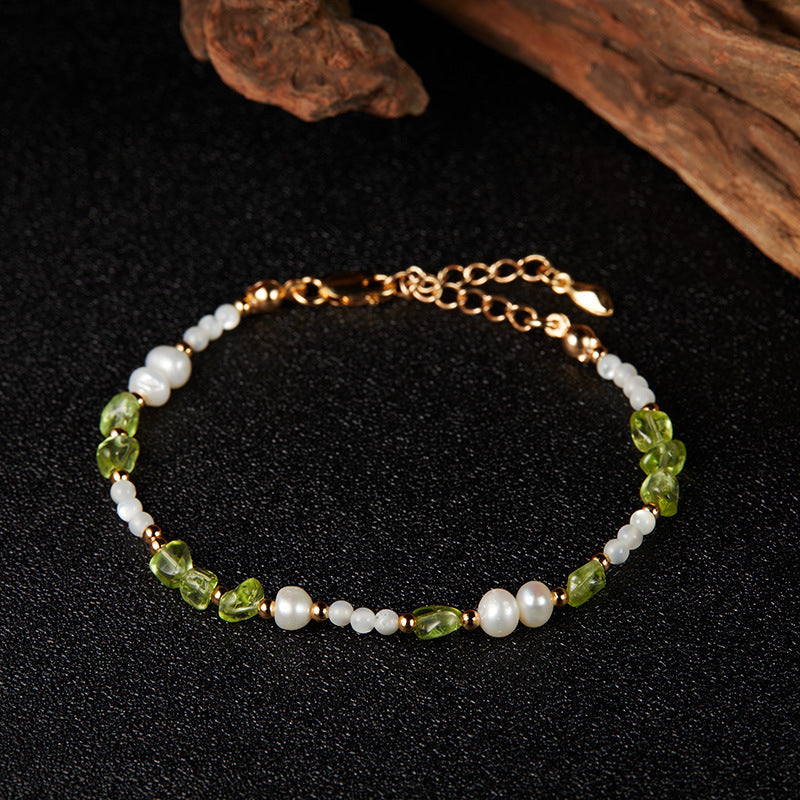 Bracelet Pridot Perles et Nacre Gouttes Solaires Argent Plaqu Or