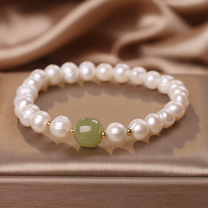 Bracelet En Pierre Naturelle De Jade - Fermoir Pince De Homard - Vert - Neuf Avec étiquettes