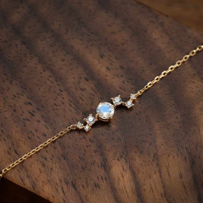 Bracelet Pierre de Lune – Éblouissement, Argent Plaqué Or