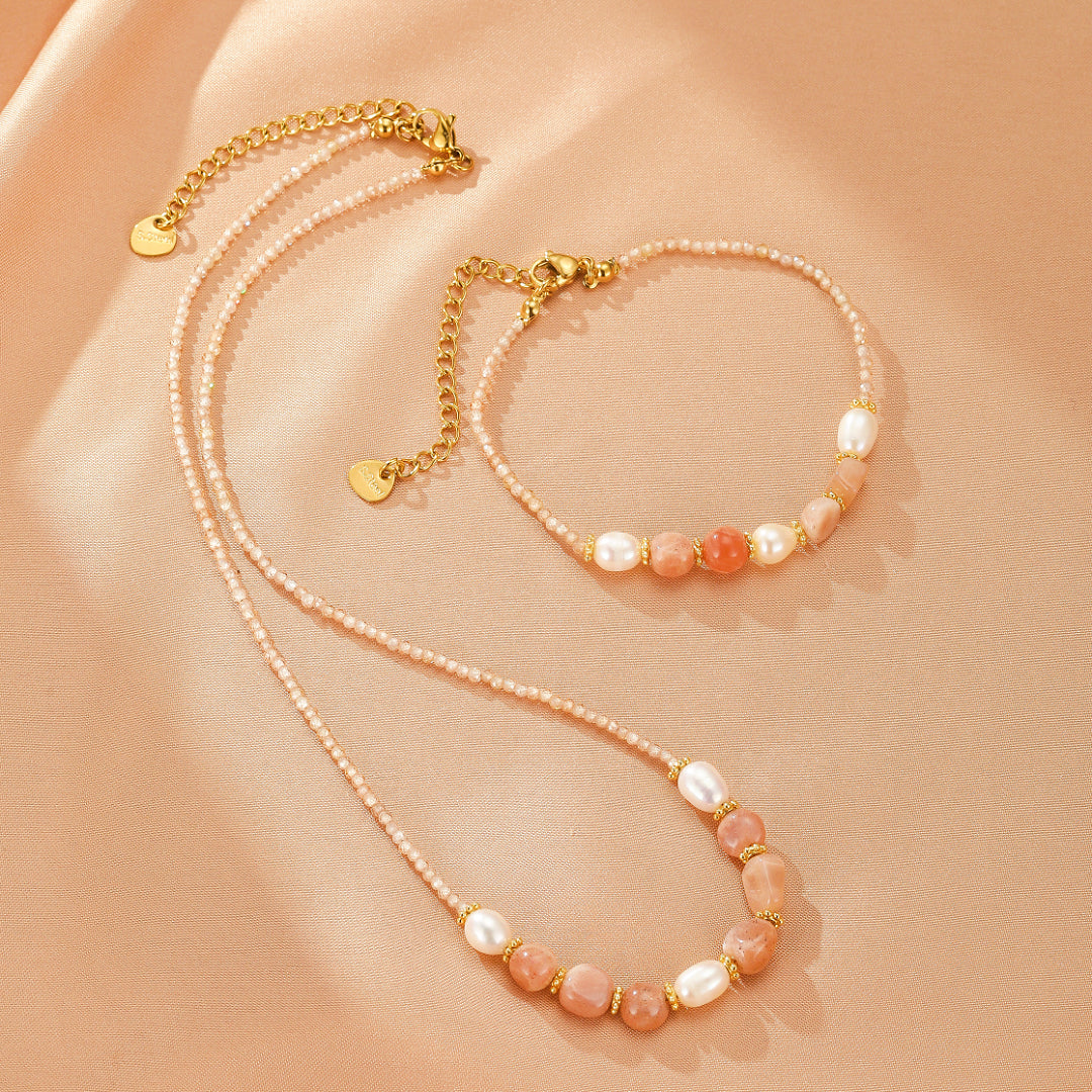 Jewelry Sunstone and Pearl Bracelet – Radiant Harmony