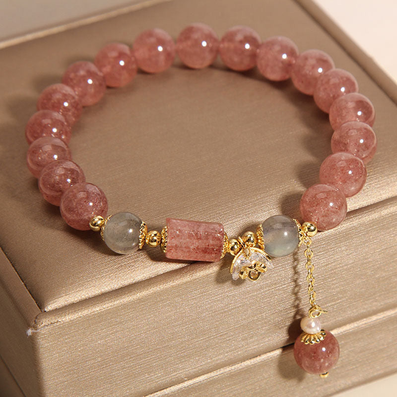 Bracelet Quartz Fraise – Douceur Rosée