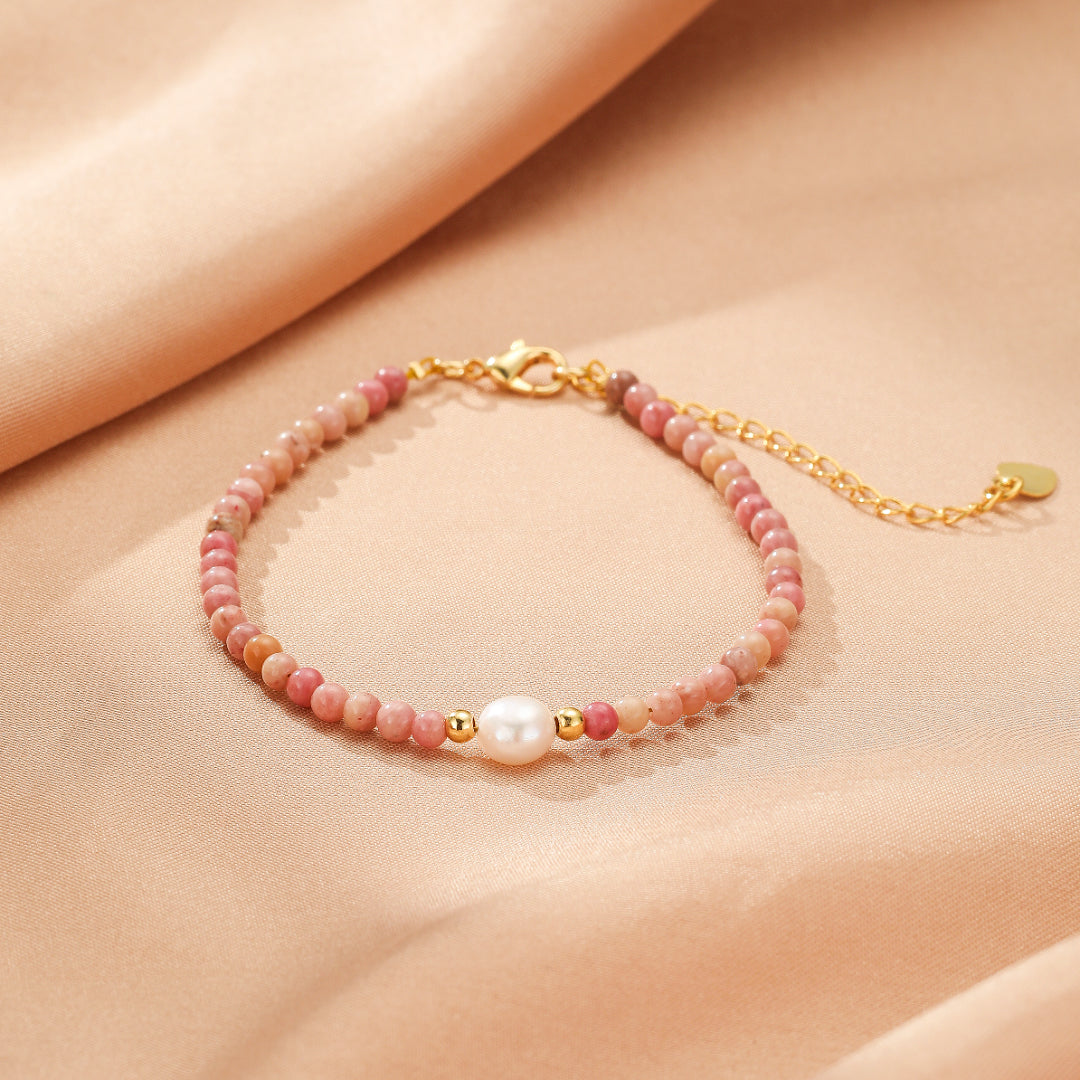 Bracelet Rhodonite et Perles – Élégance Rose