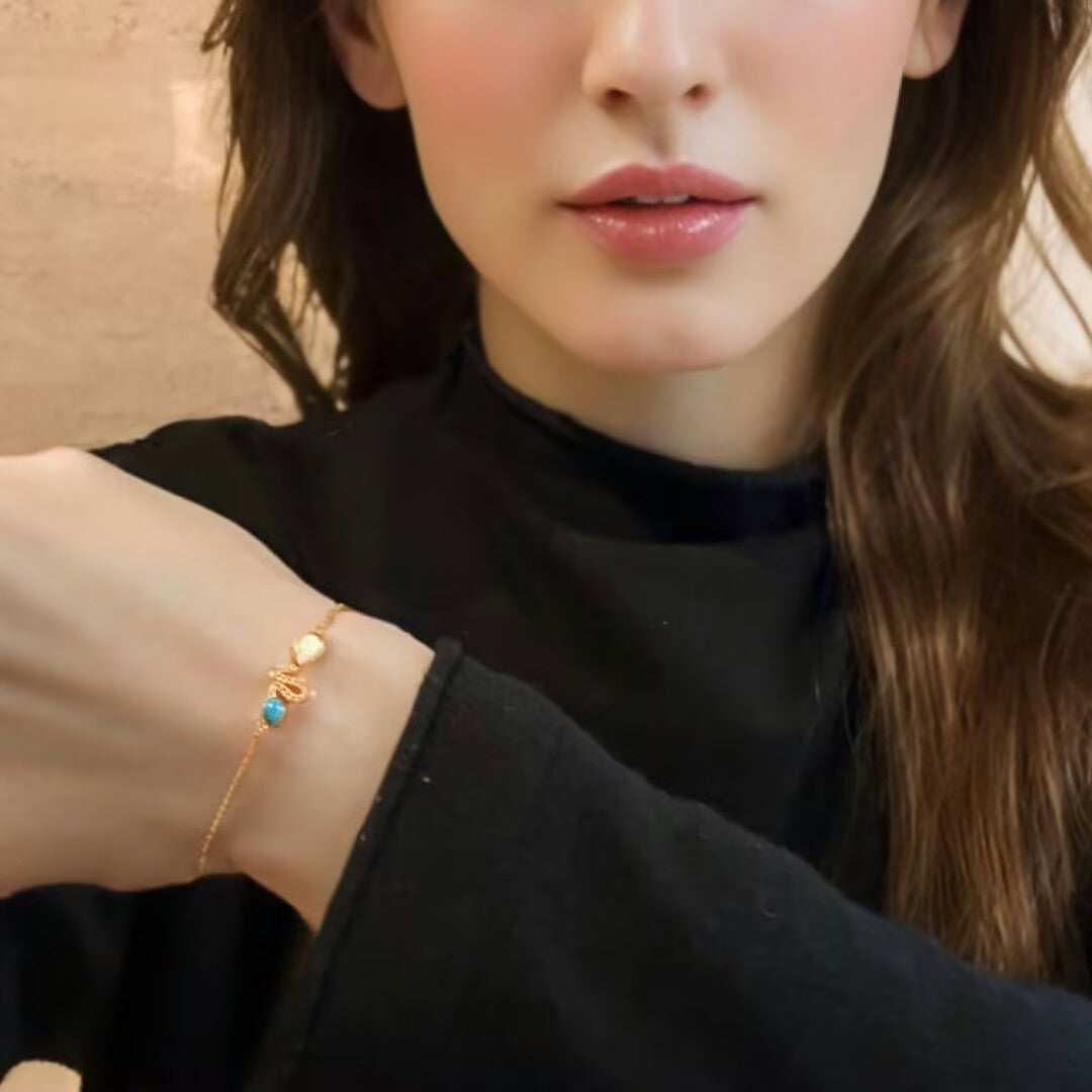 Opal and Turquoise Snake Bracelet – Lagoon Tears, Sterling Silver 925