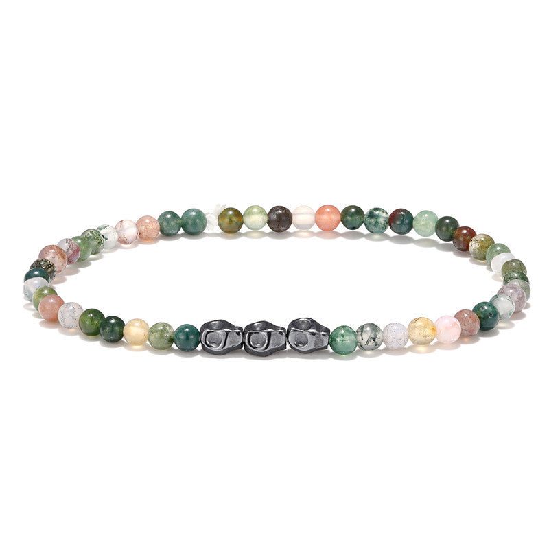 Agate bracelet and skull charm