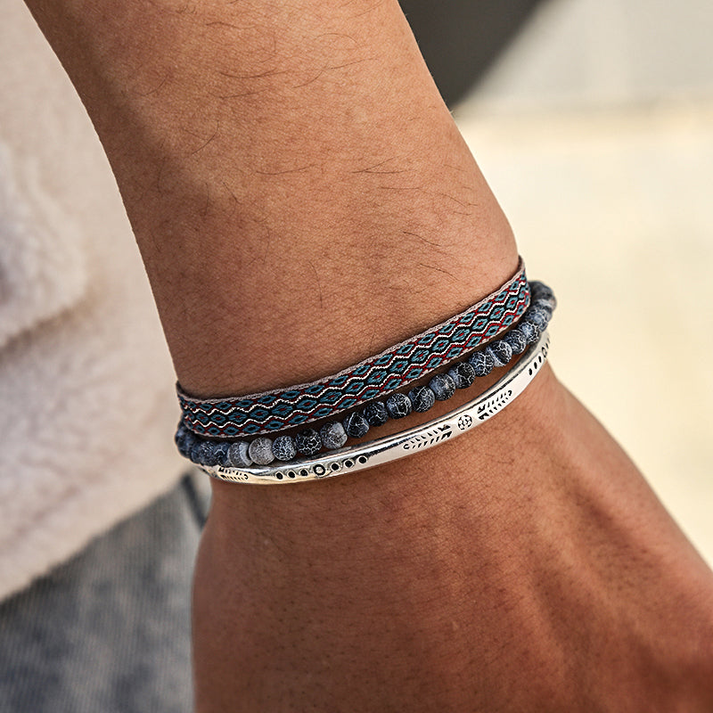 Tibetan Bracelet Trio – Sea and Mountain