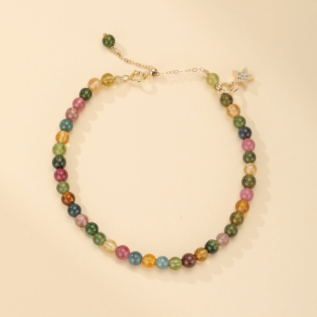 Bracelet Tourmaline – Rêve d'Aurore, Plaqué Or 14k