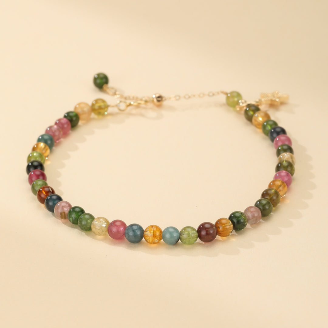 Bracelet Tourmaline – Rêve d'Aurore, Plaqué Or 14k