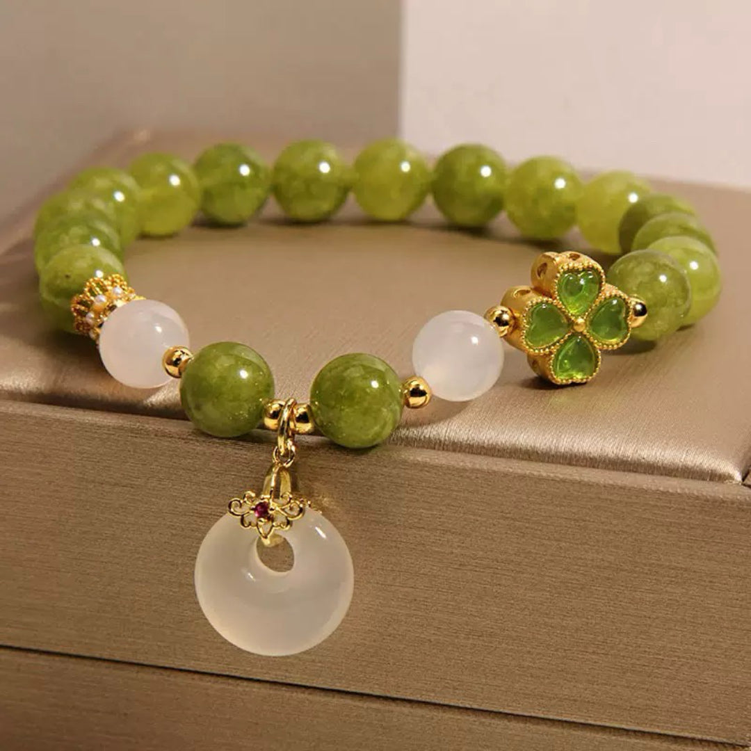 Green Tourmaline and Jade Bracelet – Lucky Clover