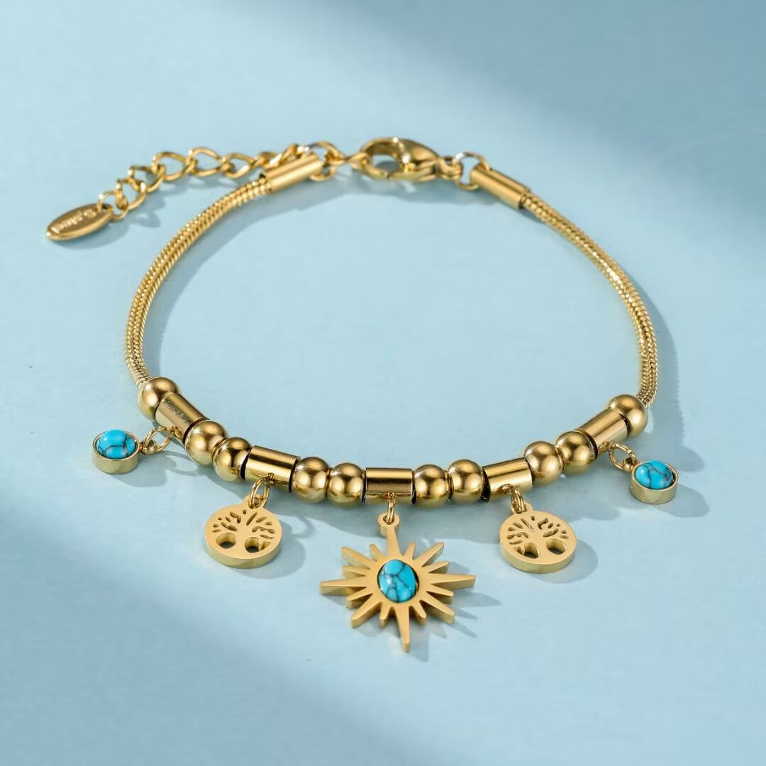 Bracelet Turquoise Arbre de Vie – Aura Dorée