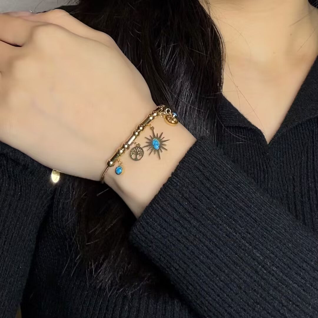 Bracelet Turquoise Arbre de Vie – Aura Dorée