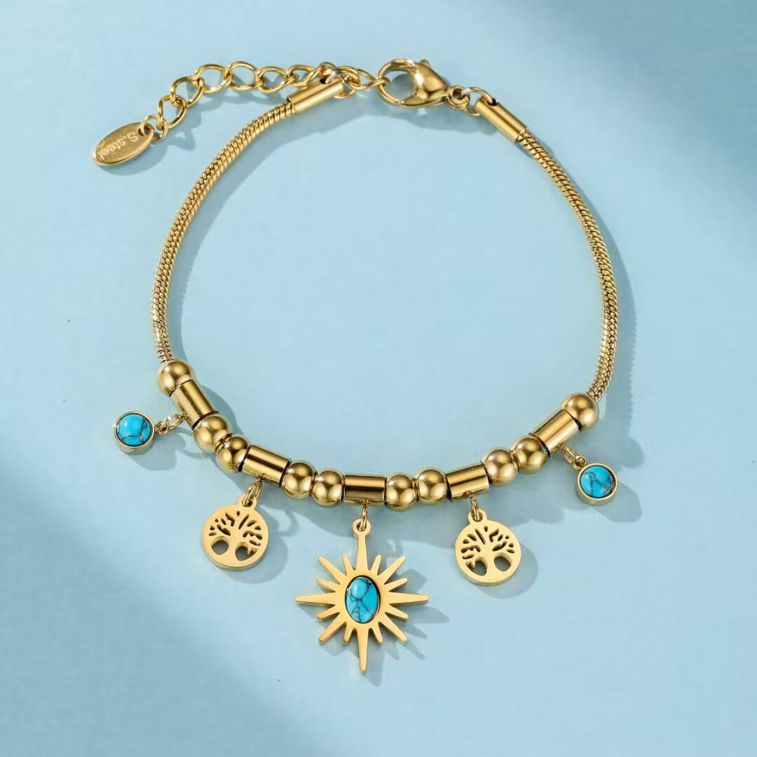 Bracelet Turquoise Arbre de Vie – Aura Dorée
