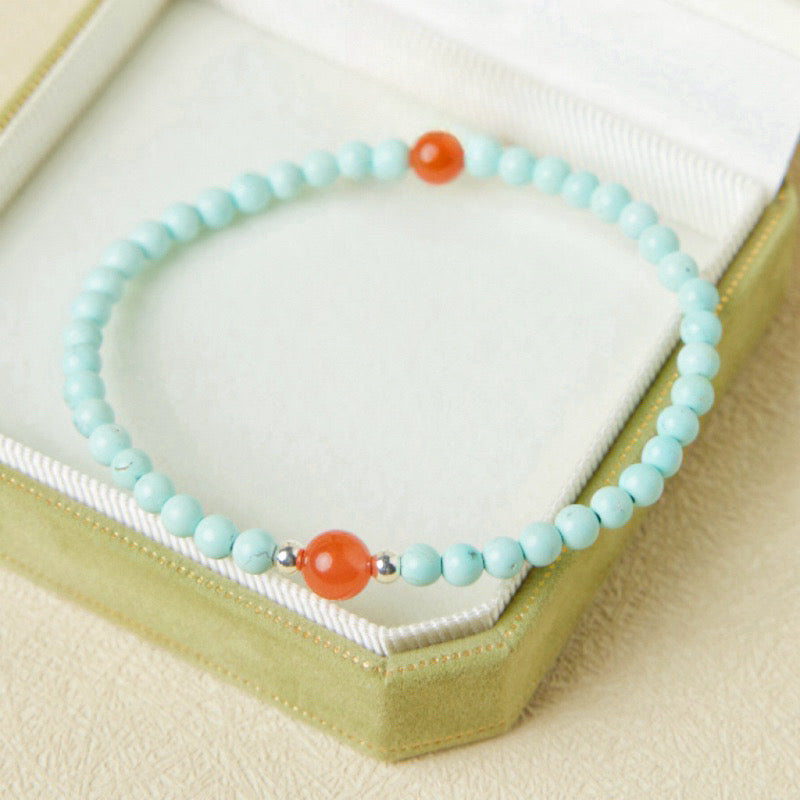 Bracelet Turquoise et Agate – Éclat Authentique, Argent